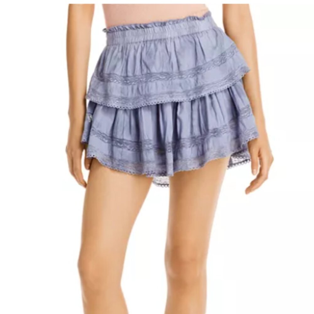 LoveShackFancy Ruffle Mini Skirt – Skylight Blue – Size S